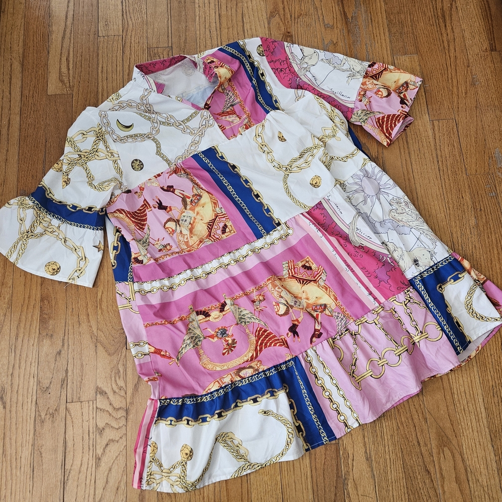 Colorful Patchwork Mini Dress XXL